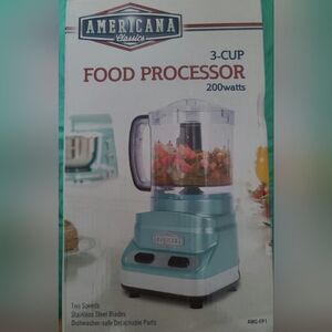NIB Americana Classic 3 Cup Food Processor 2 Spped Stainless Steel Blade